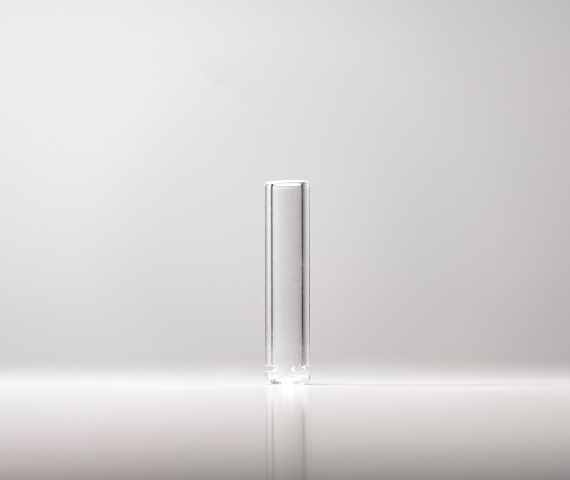 Full view of Hitoki Saber Bubbler Glass Stem replacement showcasing clear glass construction and minimalist design.