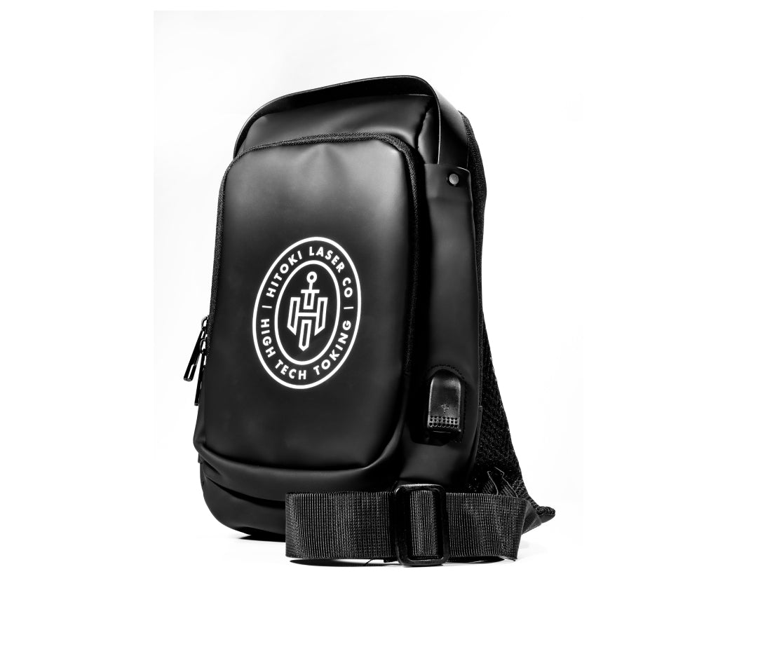 The front view of the Hitoki Essentials Bag showcases its sleek design and the Hitoki logo.