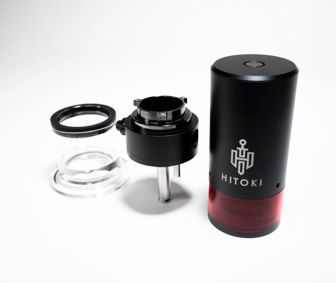 Disassembled view of Trident V3 laser housing, ignition chamber, and magnetic water base
