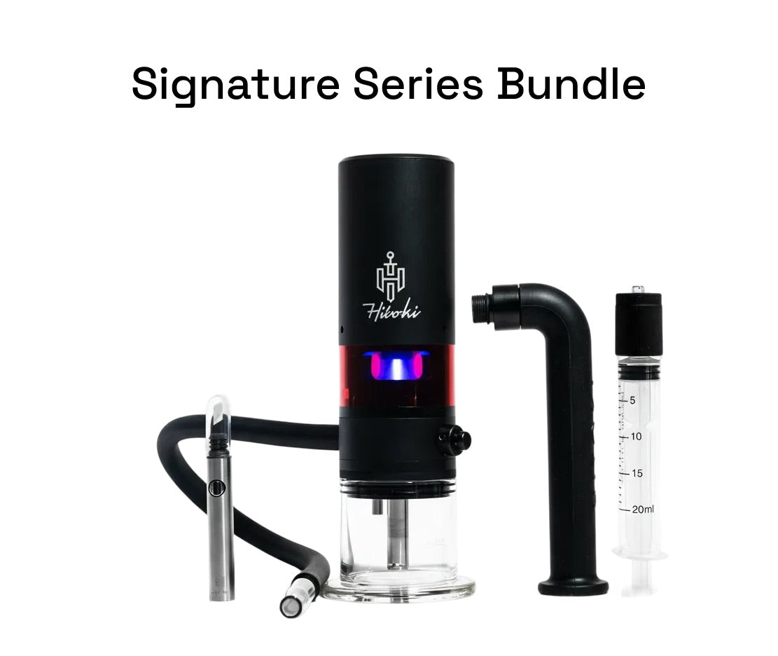 Hitoki Trident V3 Signature Kit with laser device, silicone hose, cleaning kit, and dab knife infuser.