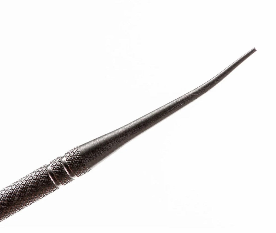 Close-up of Hitoki Poker tool showing precision stainless steel tip and textured grip for accurate, durable performance.