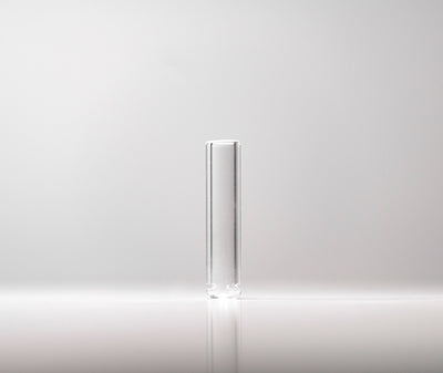 Full view of Hitoki Saber Bubbler Glass Stem replacement showcasing clear glass construction and minimalist design.