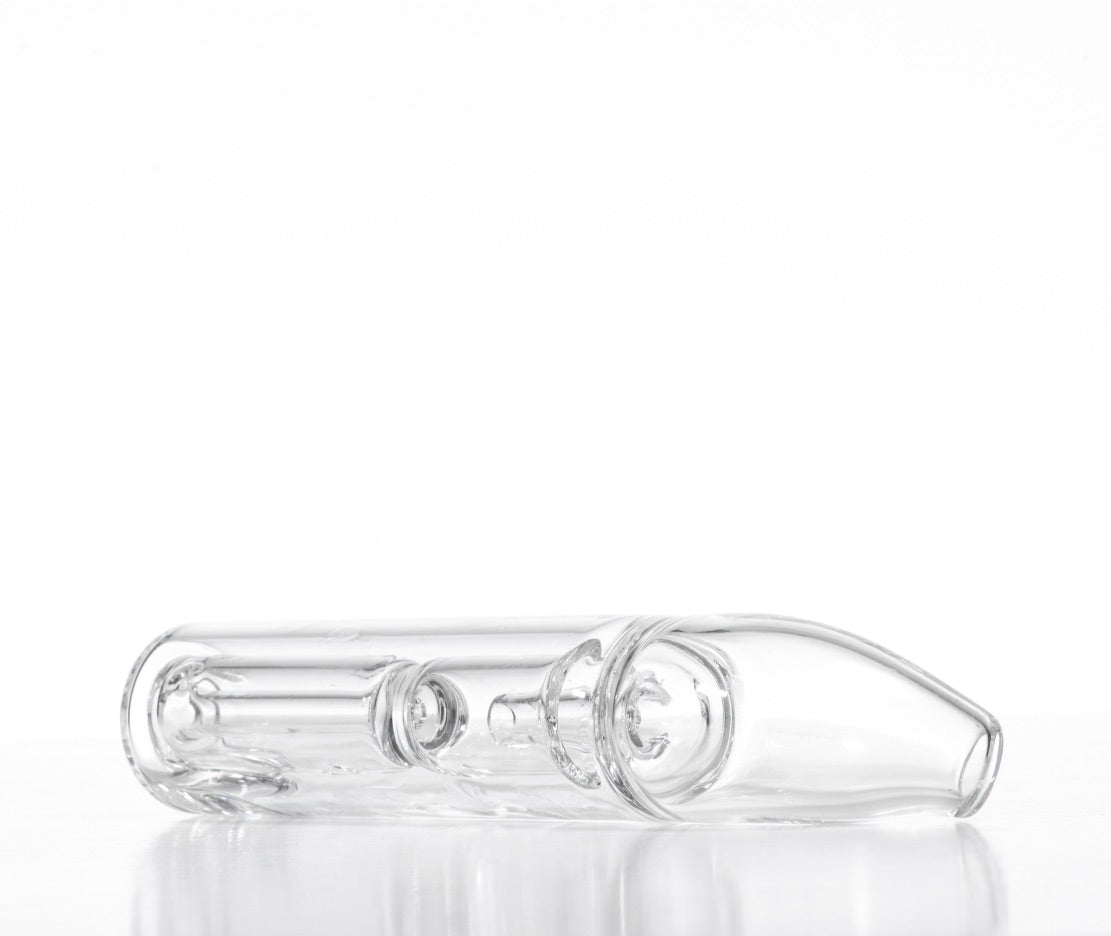 Angled view of Hitoki Saber Portable Hydro Tube replacement highlighting curved mouthpiece and precision craftsmanship.