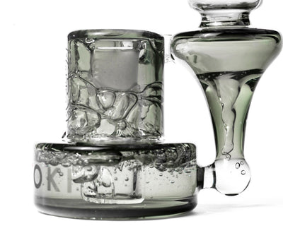 Detailed close-up of Hitoki Saber Recycler Attachment displaying intricate internal glasswork and premium construction.