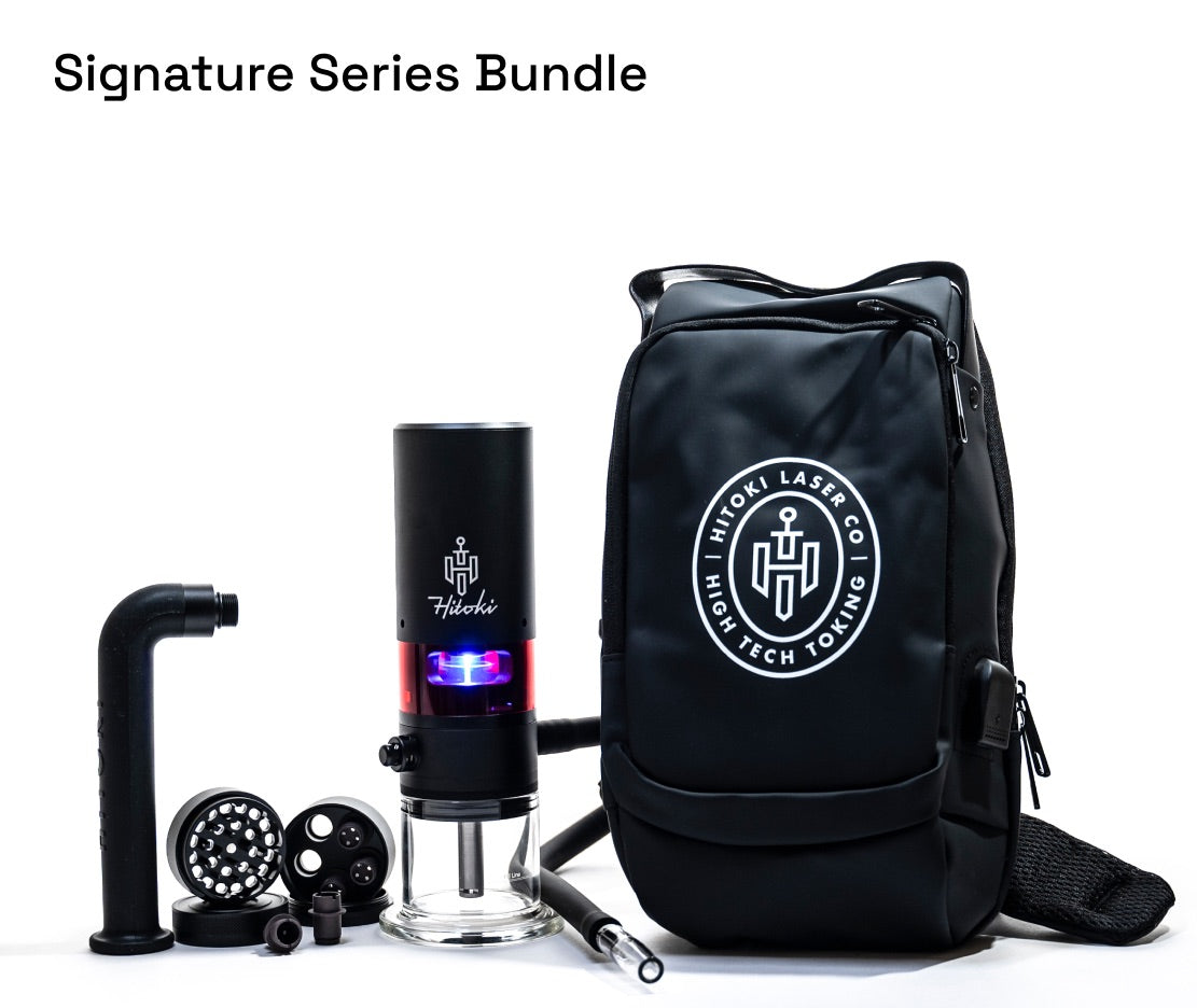 Hitoki Trident V3 Signature Kit with laser device, silicone hose, accessories, and custom travel bag