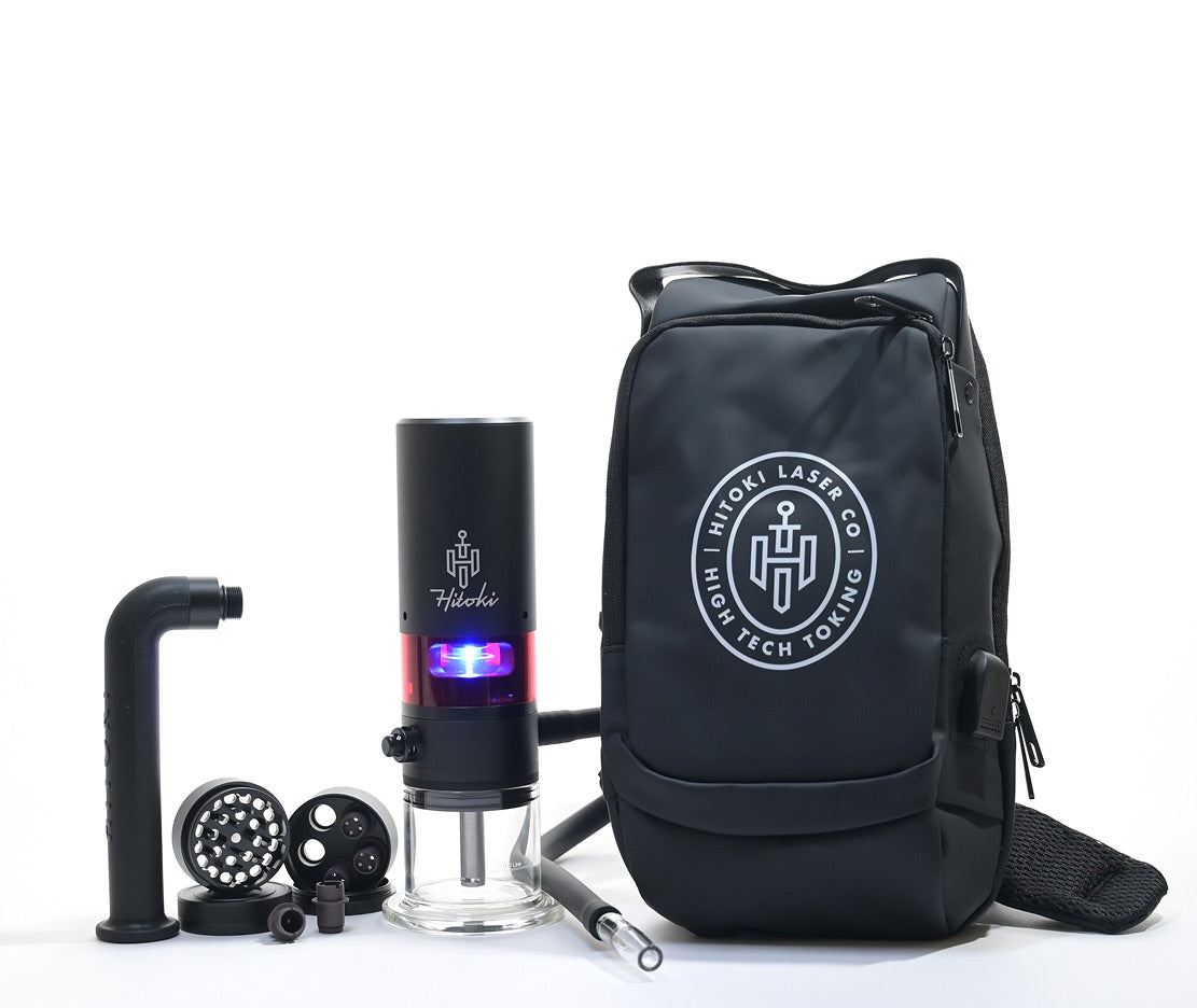 Hitoki Trident V3 Signature Kit with laser device, silicone hose, accessories, and custom travel bag